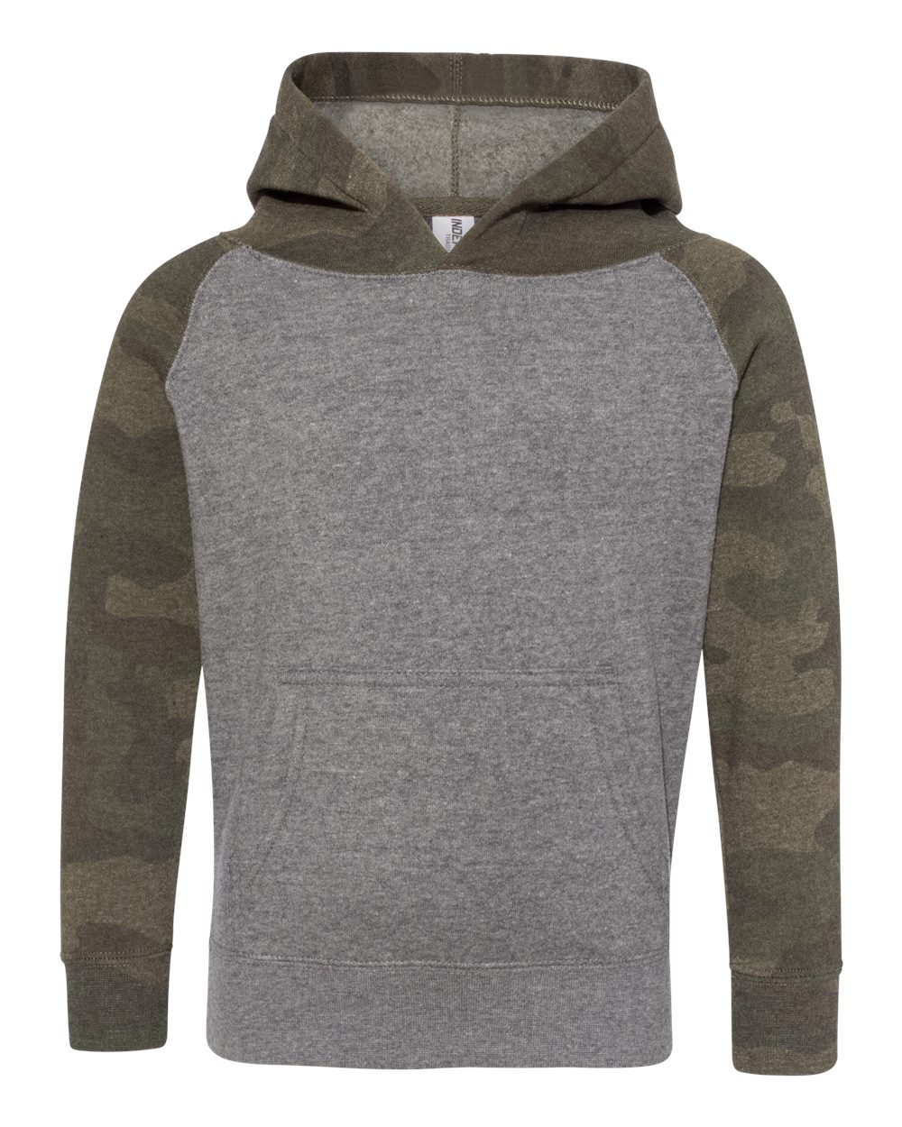 Toddler Special Blend Hooded Raglan Sweatshirt - Front - B80176983 - Nickel Heather/ Forest Camo