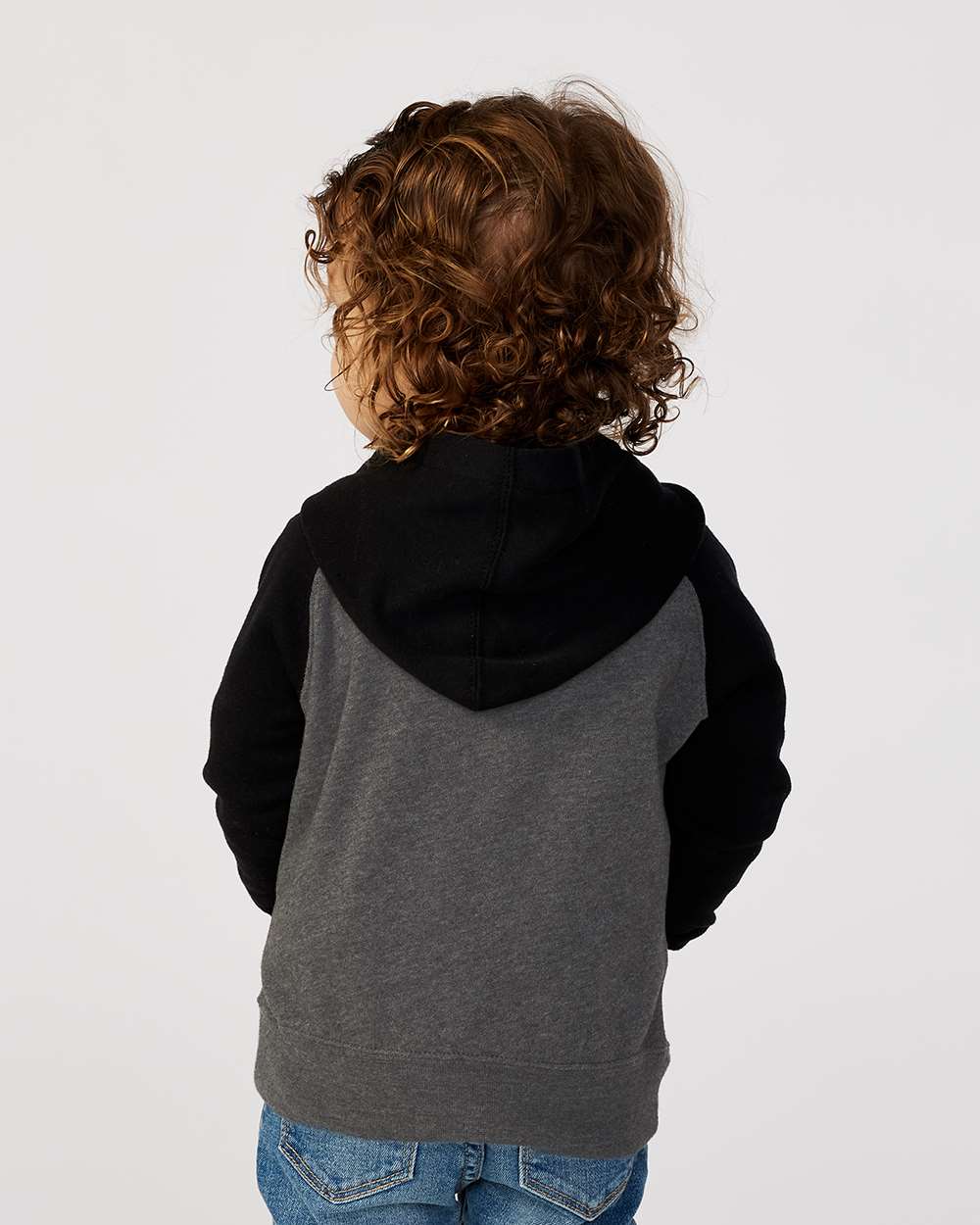 Toddler Special Blend Hooded Raglan Sweatshirt - OnModelBack - B80176093 - Carbon/ Black
