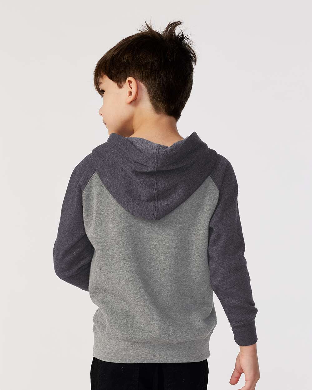 Toddler Special Blend Hooded Raglan Sweatshirt - OnModelBack - B80176363 - Nickel/ Carbon