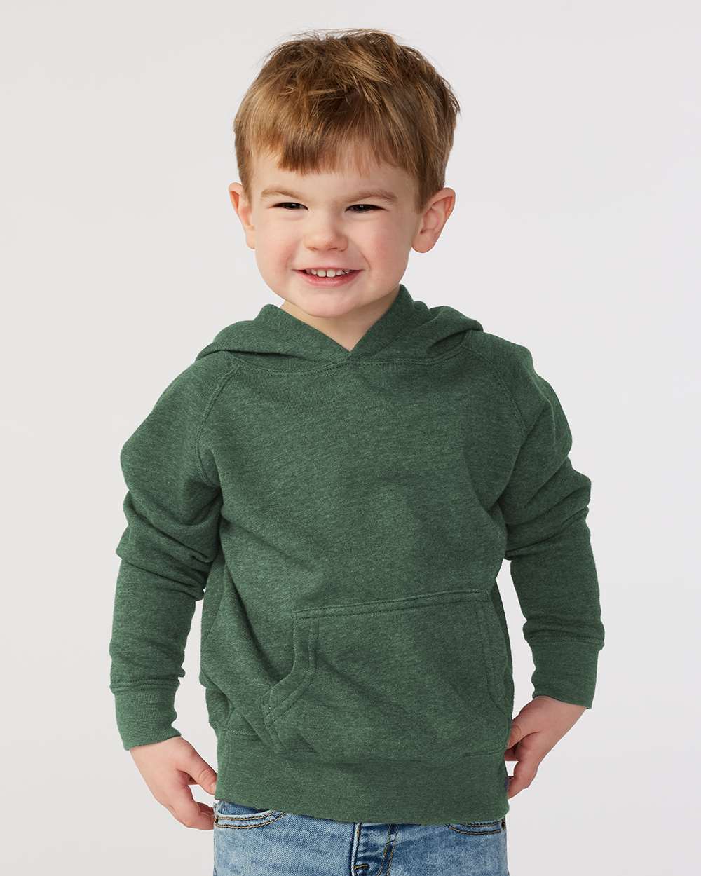Toddler Special Blend Hooded Raglan Sweatshirt - OnModelFront - B80176153 - Moss