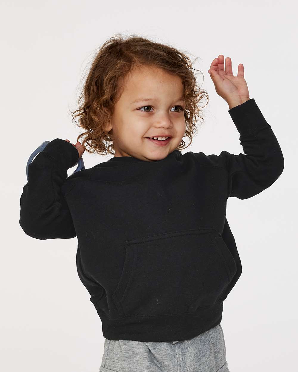 Toddler Special Blend Hooded Raglan Sweatshirt - OnModelFront - B80176503 - Black
