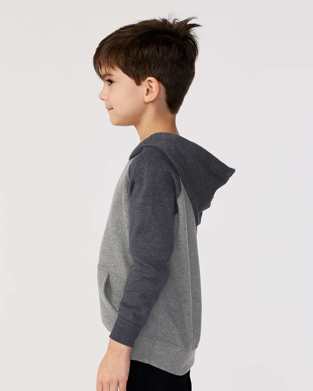 Toddler Special Blend Hooded Raglan Sweatshirt - OnModelSide - B80176363 - Nickel/ Carbon