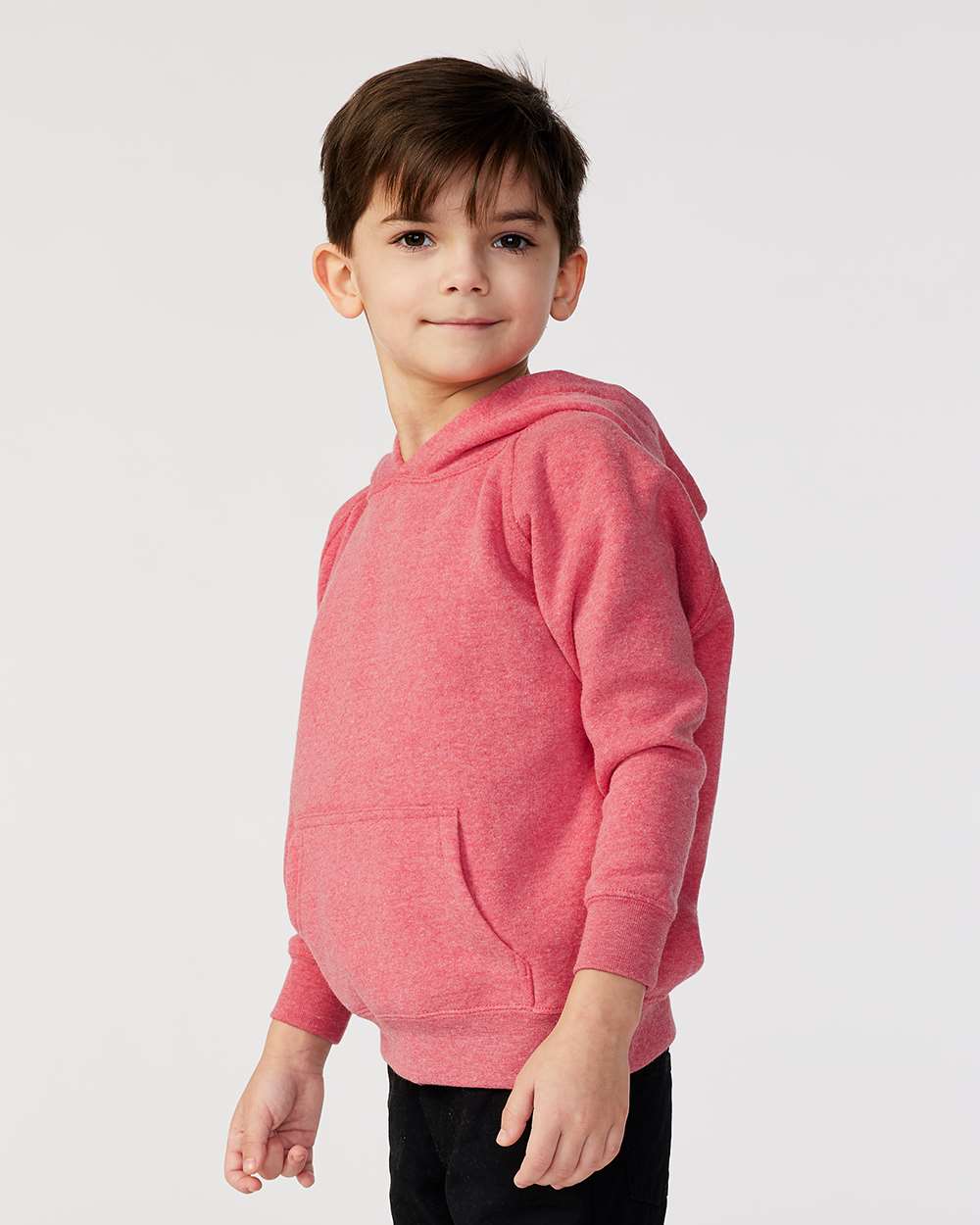 Toddler Special Blend Hooded Raglan Sweatshirt - OnModelSide - B80176713 - Pomegranate