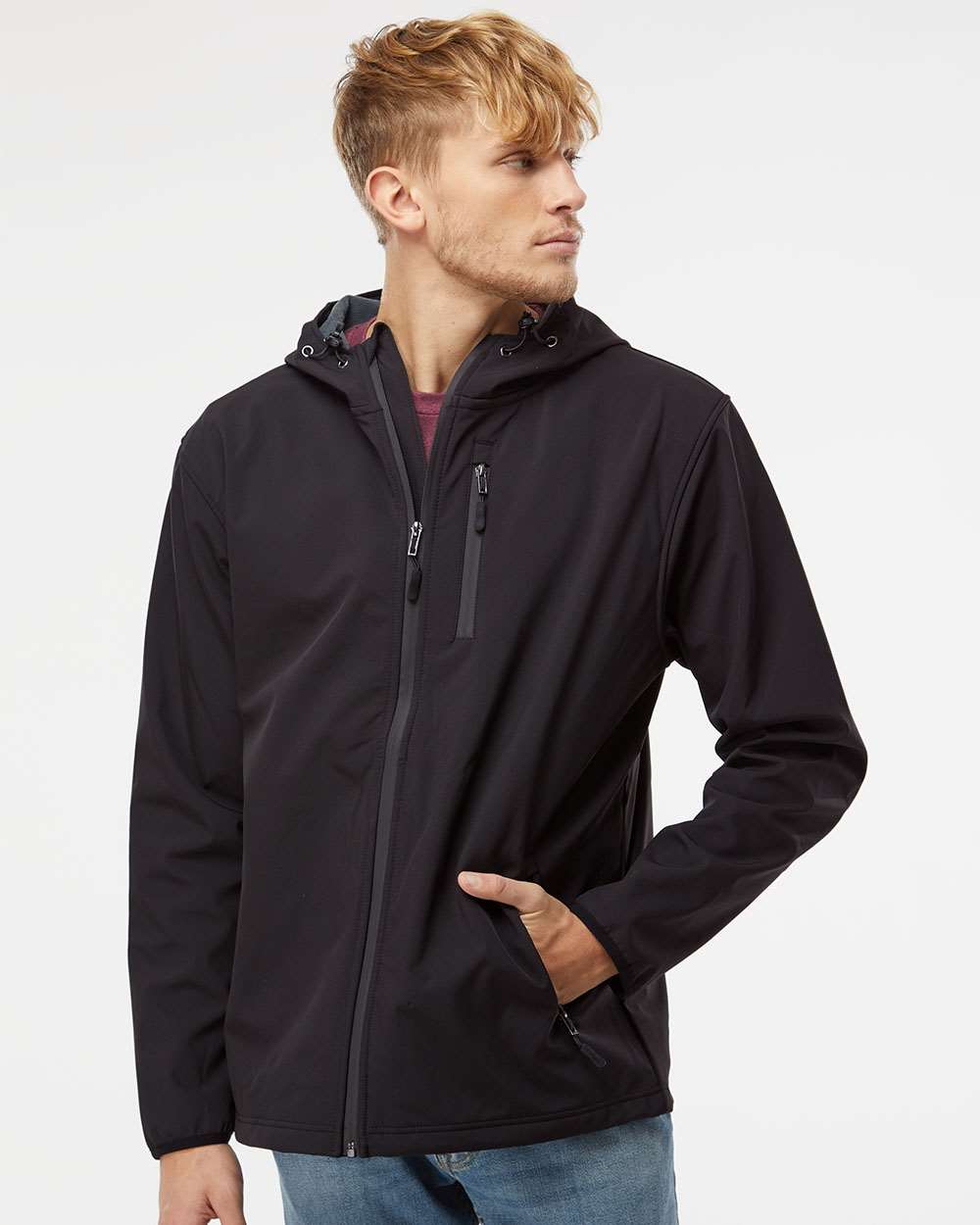 Men's Poly-Tech Soft Shell Jacket - OnModelFront - B21376502 - Black