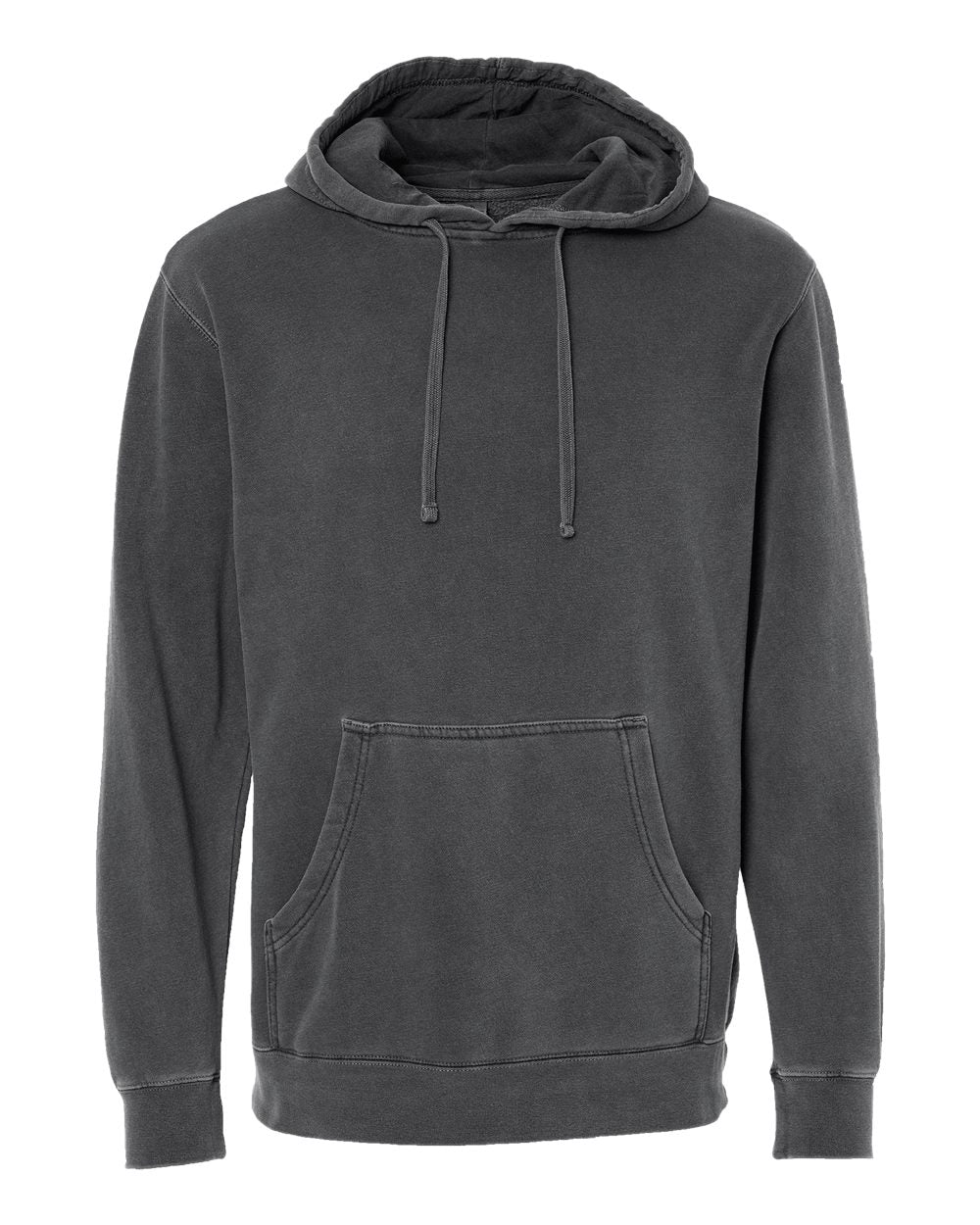 Unisex Midweight Pigment-Dyed Hooded Sweatshirt - Front - B22176502 - Pigment Black
