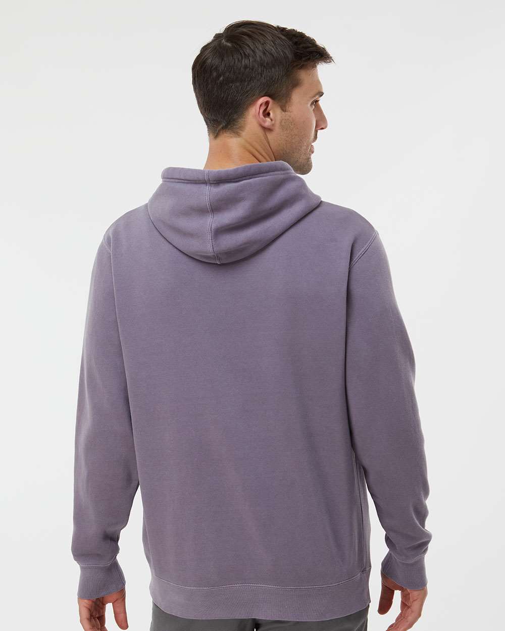 Unisex Midweight Pigment-Dyed Hooded Sweatshirt - OnModelBack - B22176022 - Pigment Plum