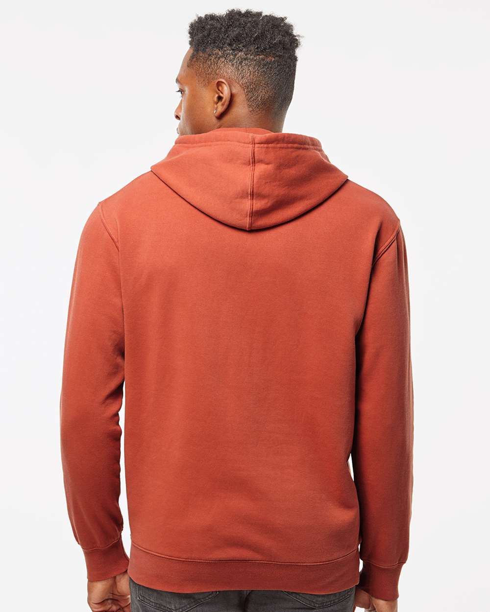 Unisex Midweight Pigment-Dyed Hooded Sweatshirt - OnModelBack - B22176032 - Pigment Amber