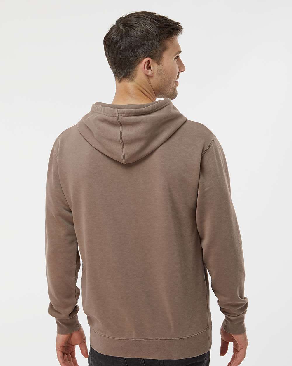 Unisex Midweight Pigment-Dyed Hooded Sweatshirt - OnModelBack - B22176042 - Pigment Clay