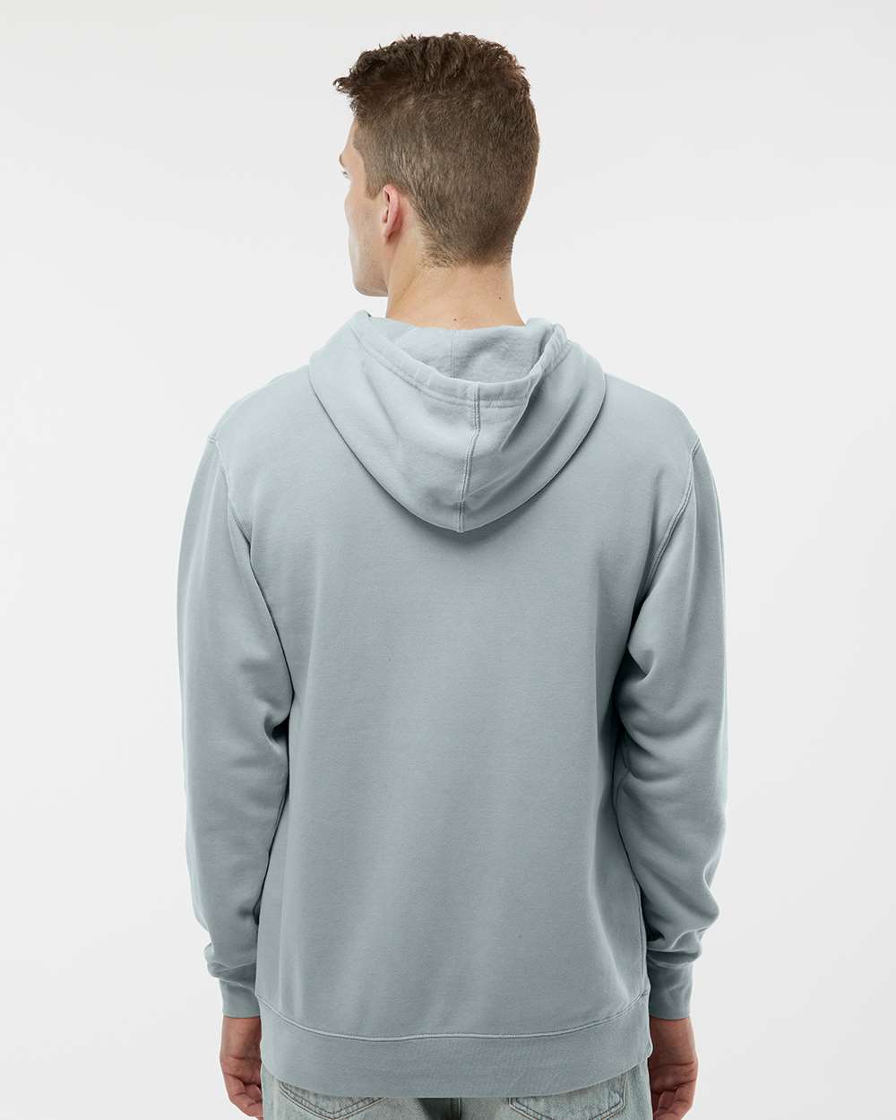 Unisex Midweight Pigment-Dyed Hooded Sweatshirt - OnModelBack - B22176072 - Pigment Sage