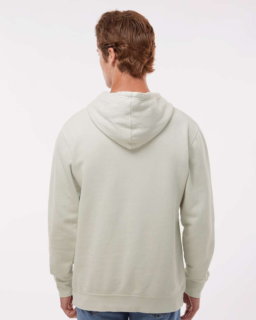 Unisex Midweight Pigment-Dyed Hooded Sweatshirt - OnModelBack - B22176082 - Pigment Ivory