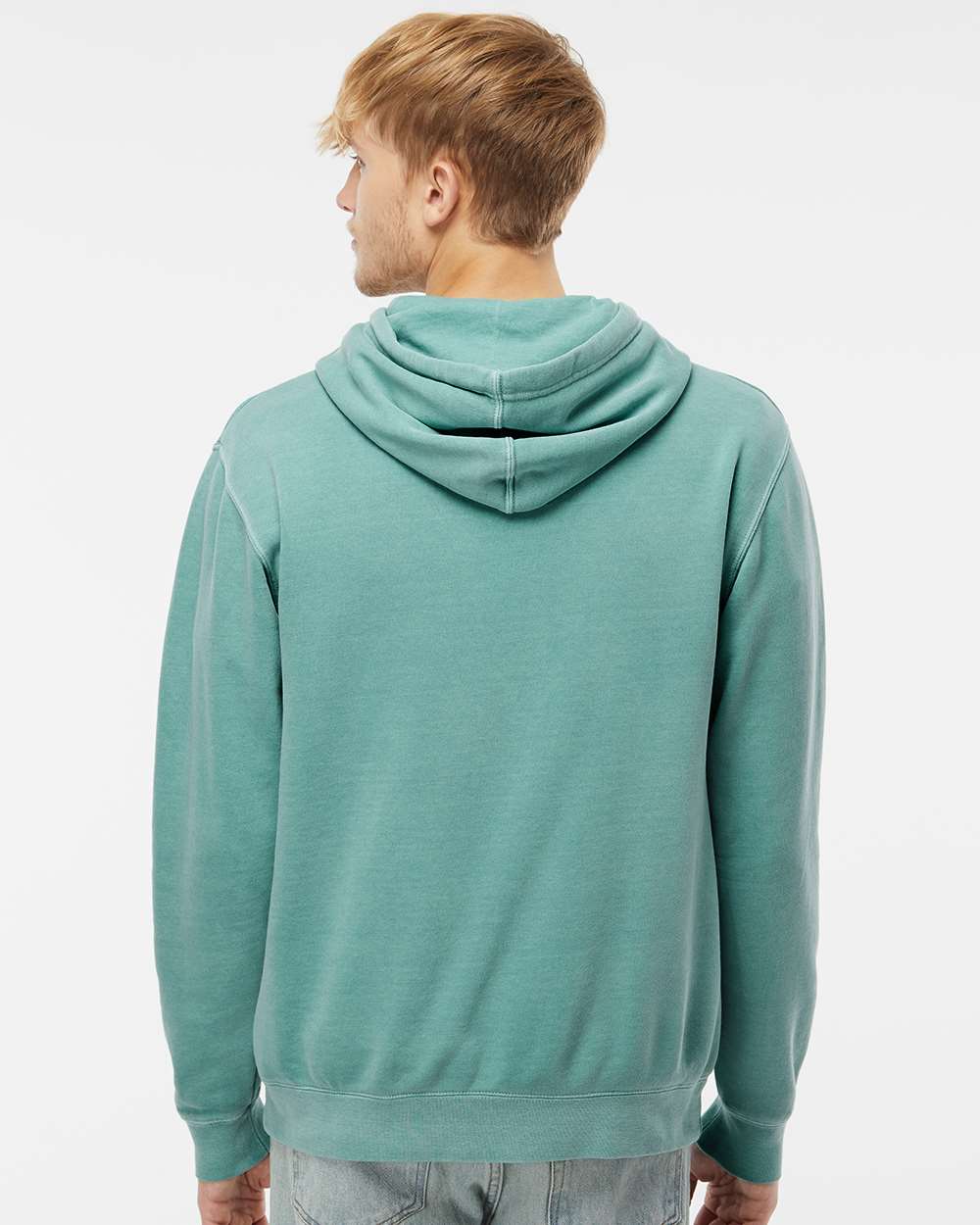 Unisex Midweight Pigment-Dyed Hooded Sweatshirt - OnModelBack - B22176192 - Pigment Mint