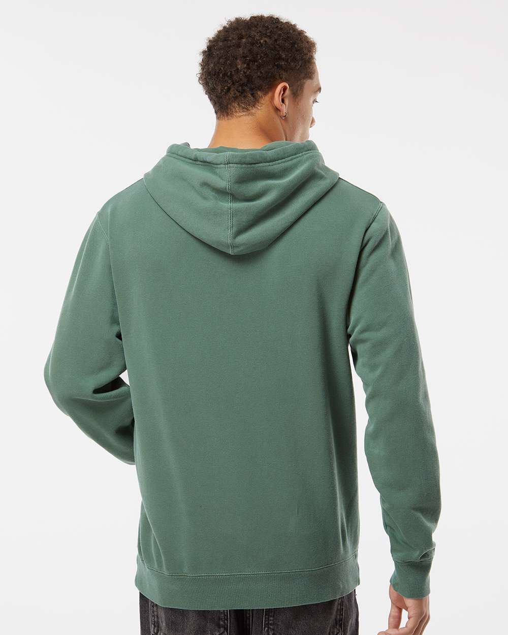 Unisex Midweight Pigment-Dyed Hooded Sweatshirt - OnModelBack - B22176232 - Pigment Alpine Green