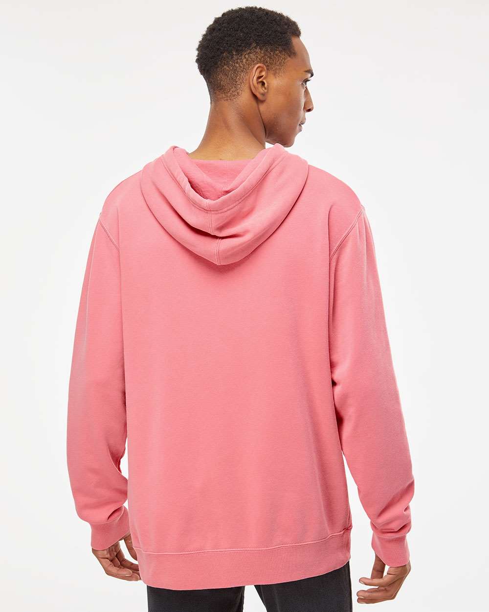 Unisex Midweight Pigment-Dyed Hooded Sweatshirt - OnModelBack - B22176302 - Pigment Pink