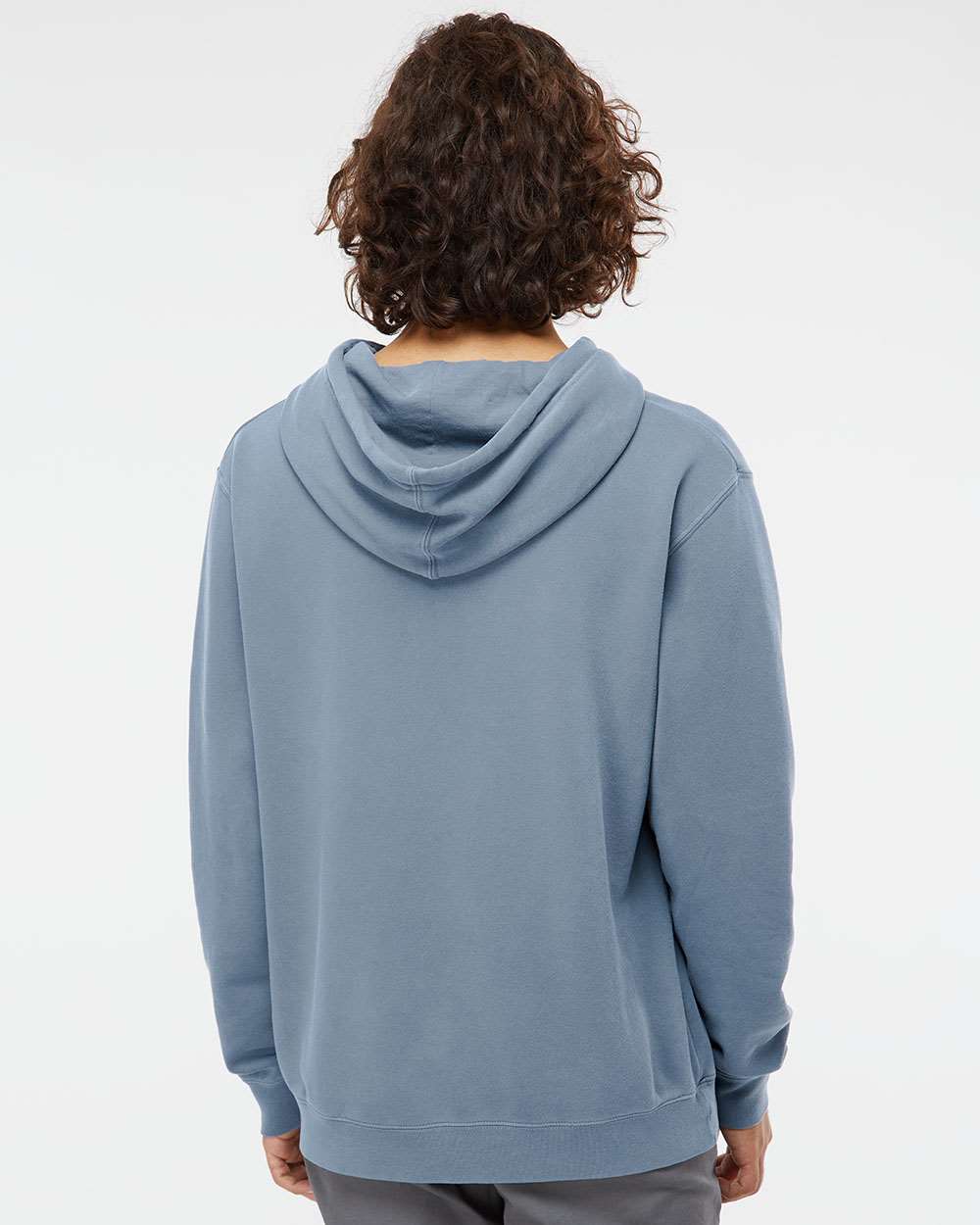 Unisex Midweight Pigment-Dyed Hooded Sweatshirt - OnModelBack - B22176652 - Pigment Slate Blue