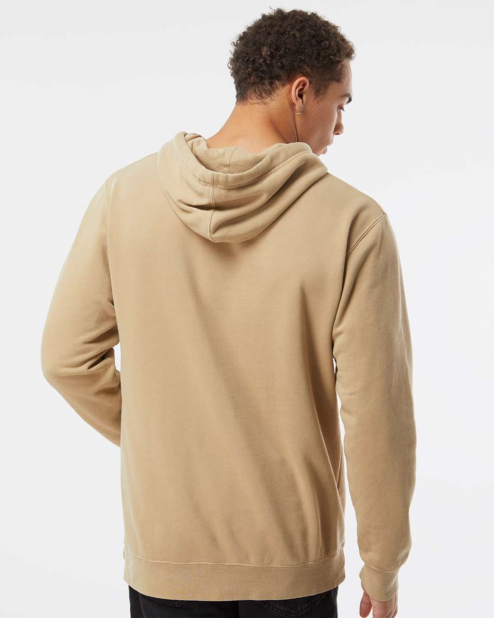Unisex Midweight Pigment-Dyed Hooded Sweatshirt - OnModelBack - B22176732 - Pigment Sandstone