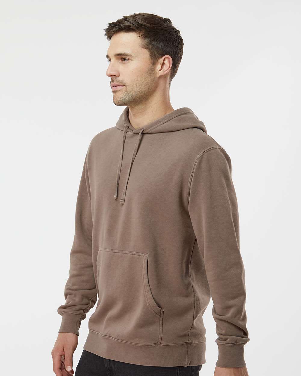 Unisex Midweight Pigment-Dyed Hooded Sweatshirt - OnModelSide - B22176042 - Pigment Clay