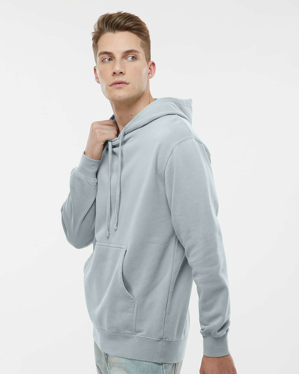 Unisex Midweight Pigment-Dyed Hooded Sweatshirt - OnModelSide - B22176072 - Pigment Sage
