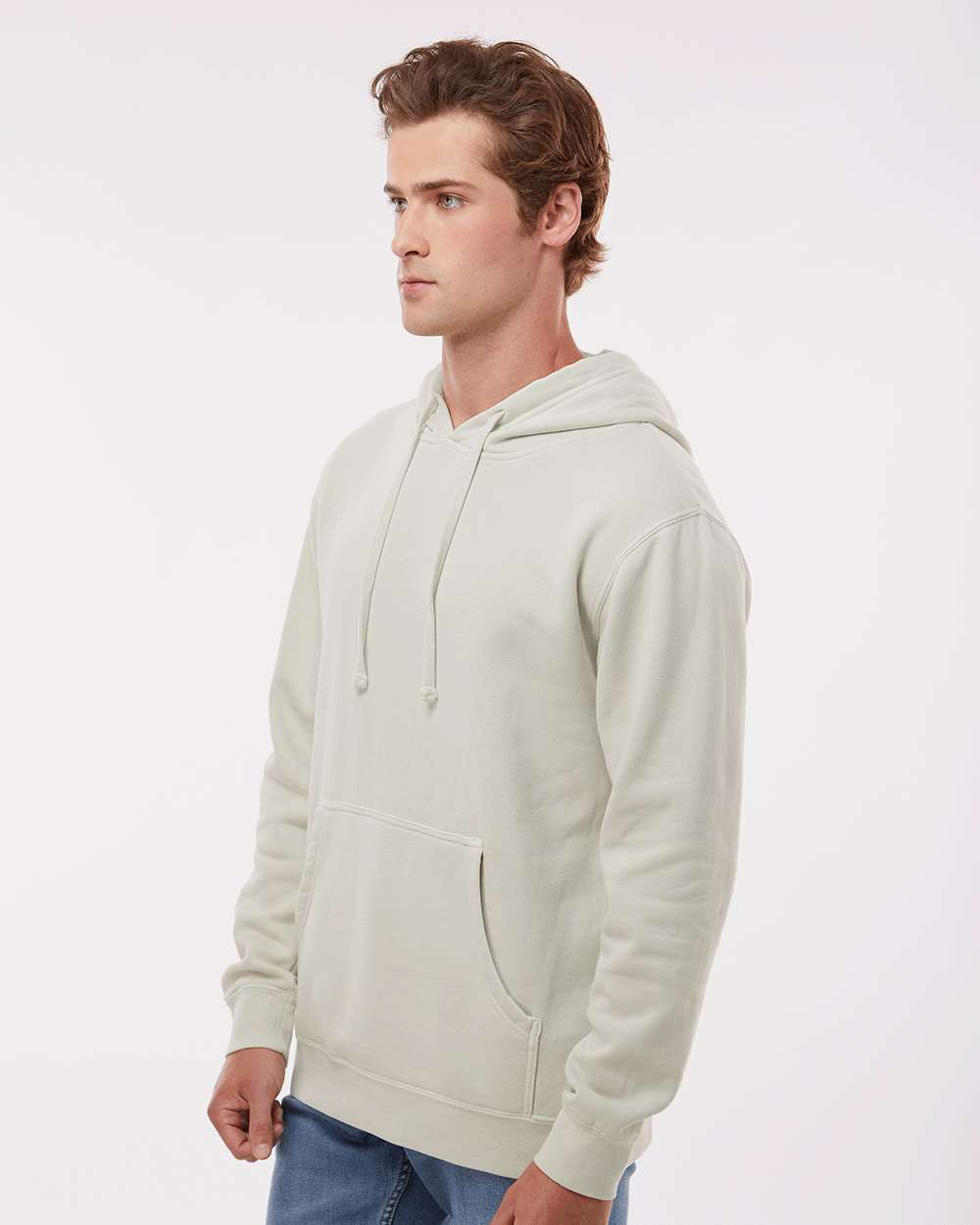 Unisex Midweight Pigment-Dyed Hooded Sweatshirt - OnModelSide - B22176082 - Pigment Ivory