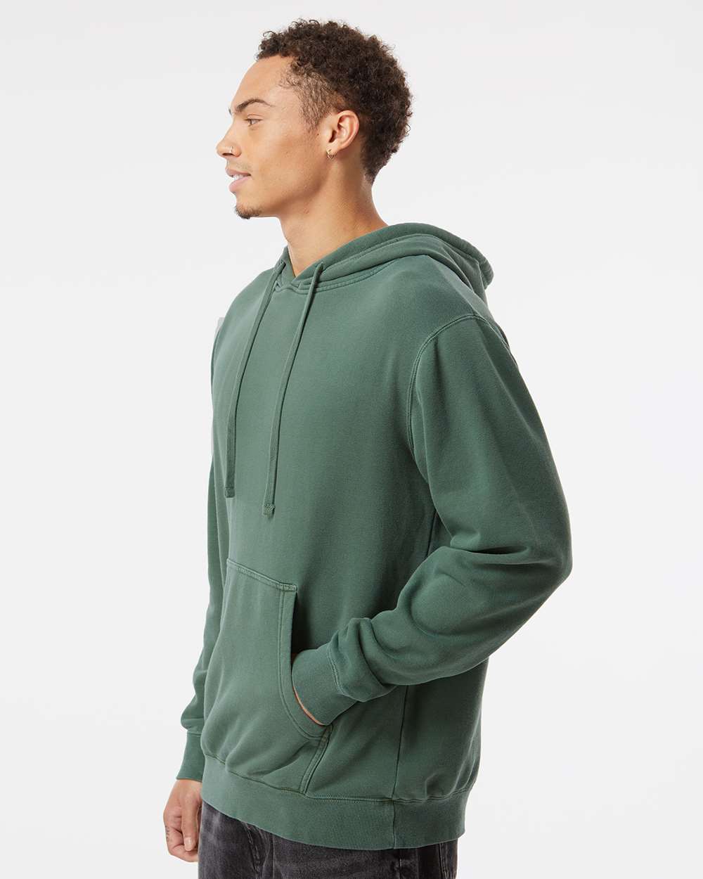 Unisex Midweight Pigment-Dyed Hooded Sweatshirt - OnModelSide - B22176232 - Pigment Alpine Green
