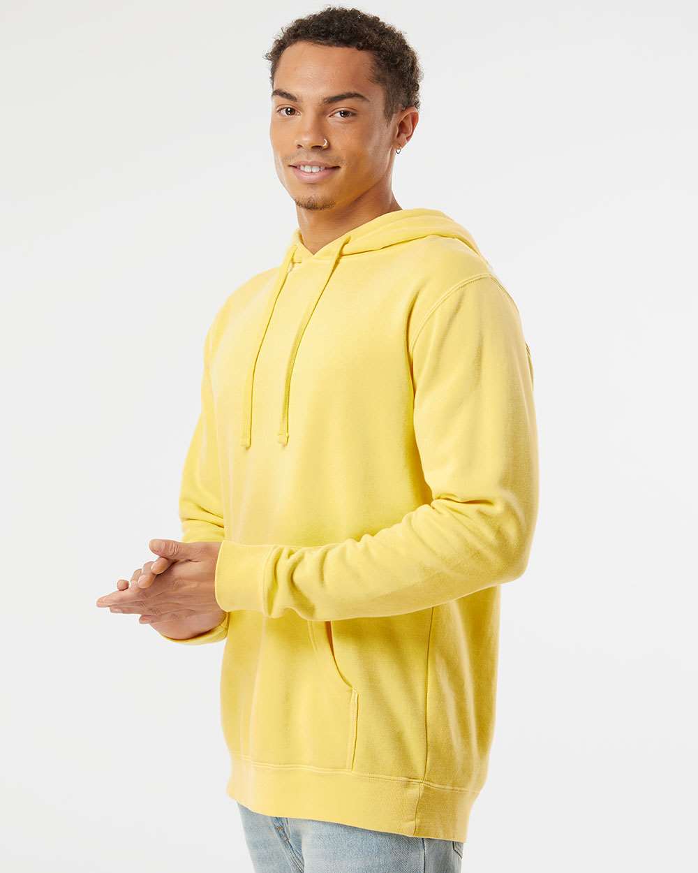 Unisex Midweight Pigment-Dyed Hooded Sweatshirt - OnModelSide - B22176282 - Pigment Yellow