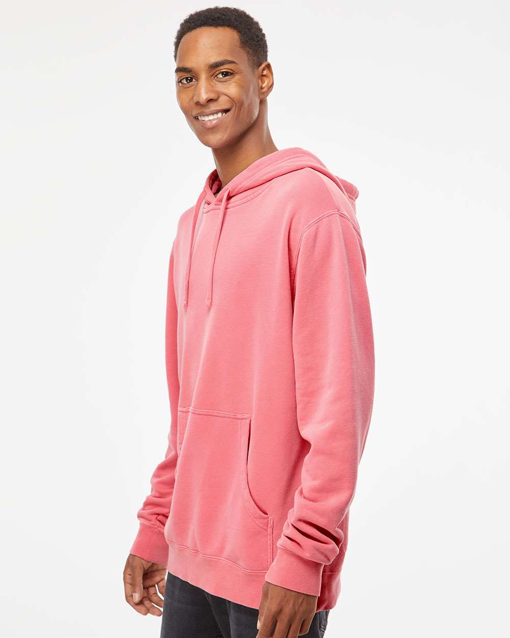 Unisex Midweight Pigment-Dyed Hooded Sweatshirt - OnModelSide - B22176302 - Pigment Pink