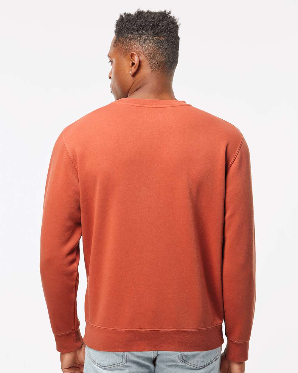 Unisex Midweight Pigment-Dyed Crewneck Sweatshirt - OnModelBack - B22376032 - Pigment Amber