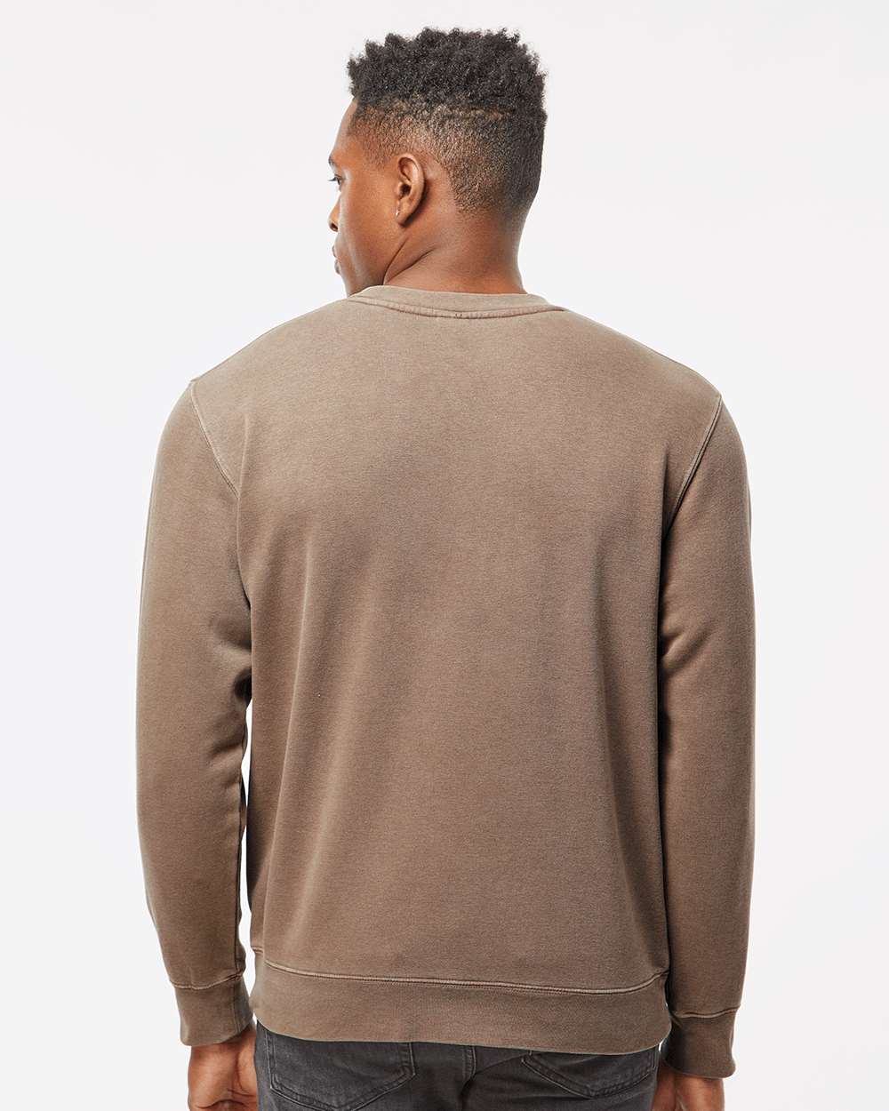 Unisex Midweight Pigment-Dyed Crewneck Sweatshirt - OnModelBack - B22376042 - Pigment Clay