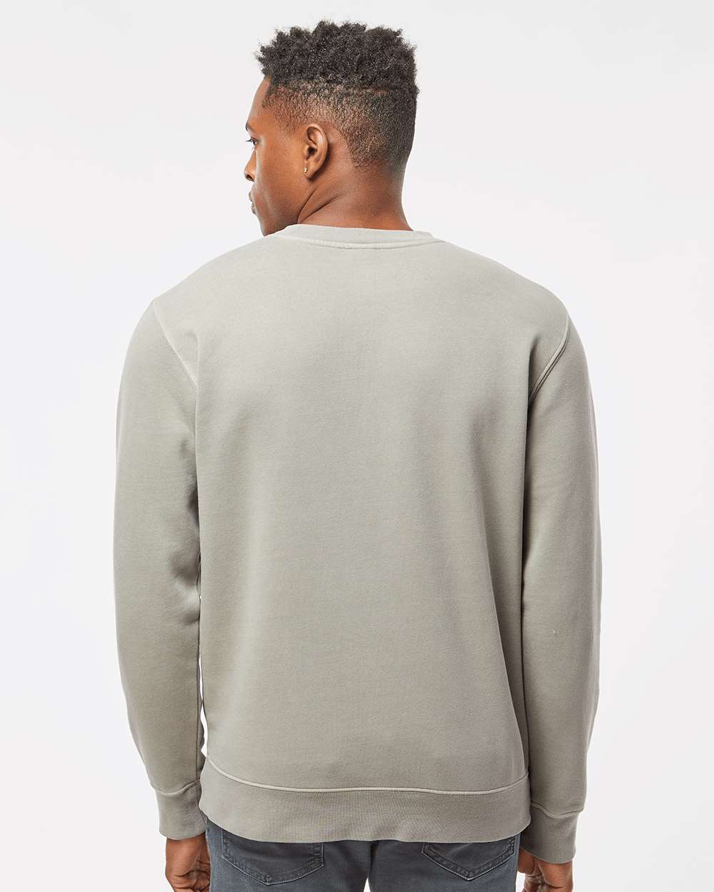 Unisex Midweight Pigment-Dyed Crewneck Sweatshirt - OnModelBack - B22376052 - Pigment Cement