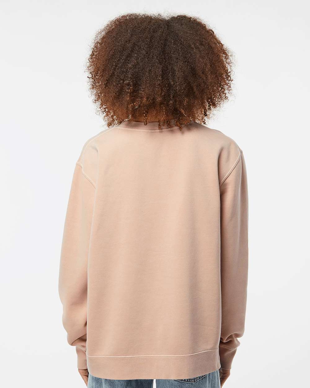 Unisex Midweight Pigment-Dyed Crewneck Sweatshirt - OnModelBack - B22376062 - Pigment Dusty Pink