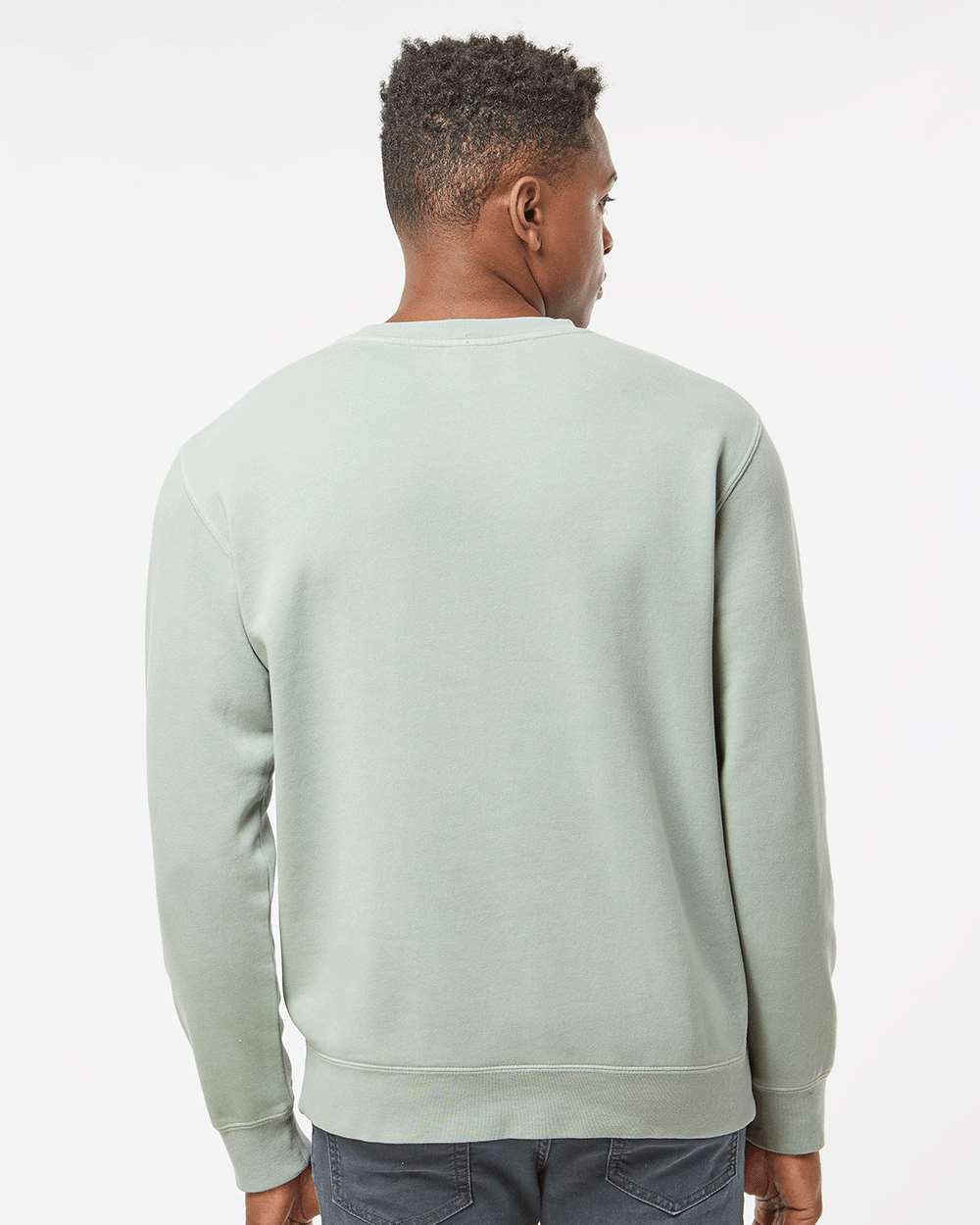 Unisex Midweight Pigment-Dyed Crewneck Sweatshirt - OnModelBack - B22376072 - Pigment Sage