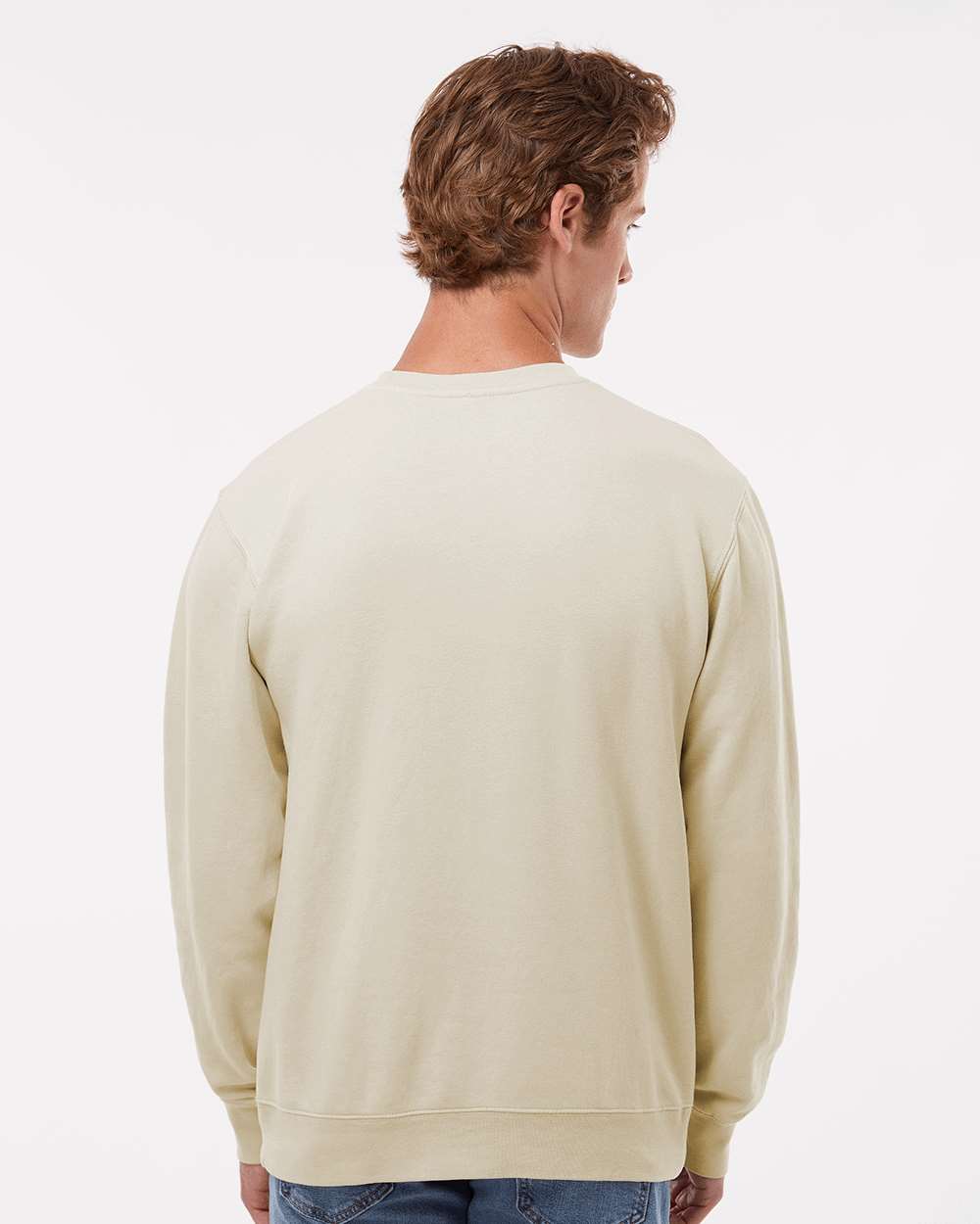 Unisex Midweight Pigment-Dyed Crewneck Sweatshirt - OnModelBack - B22376082 - Pigment Ivory