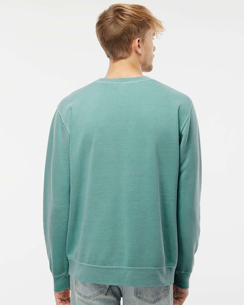 Unisex Midweight Pigment-Dyed Crewneck Sweatshirt - OnModelBack - B22376192 - Pigment Mint