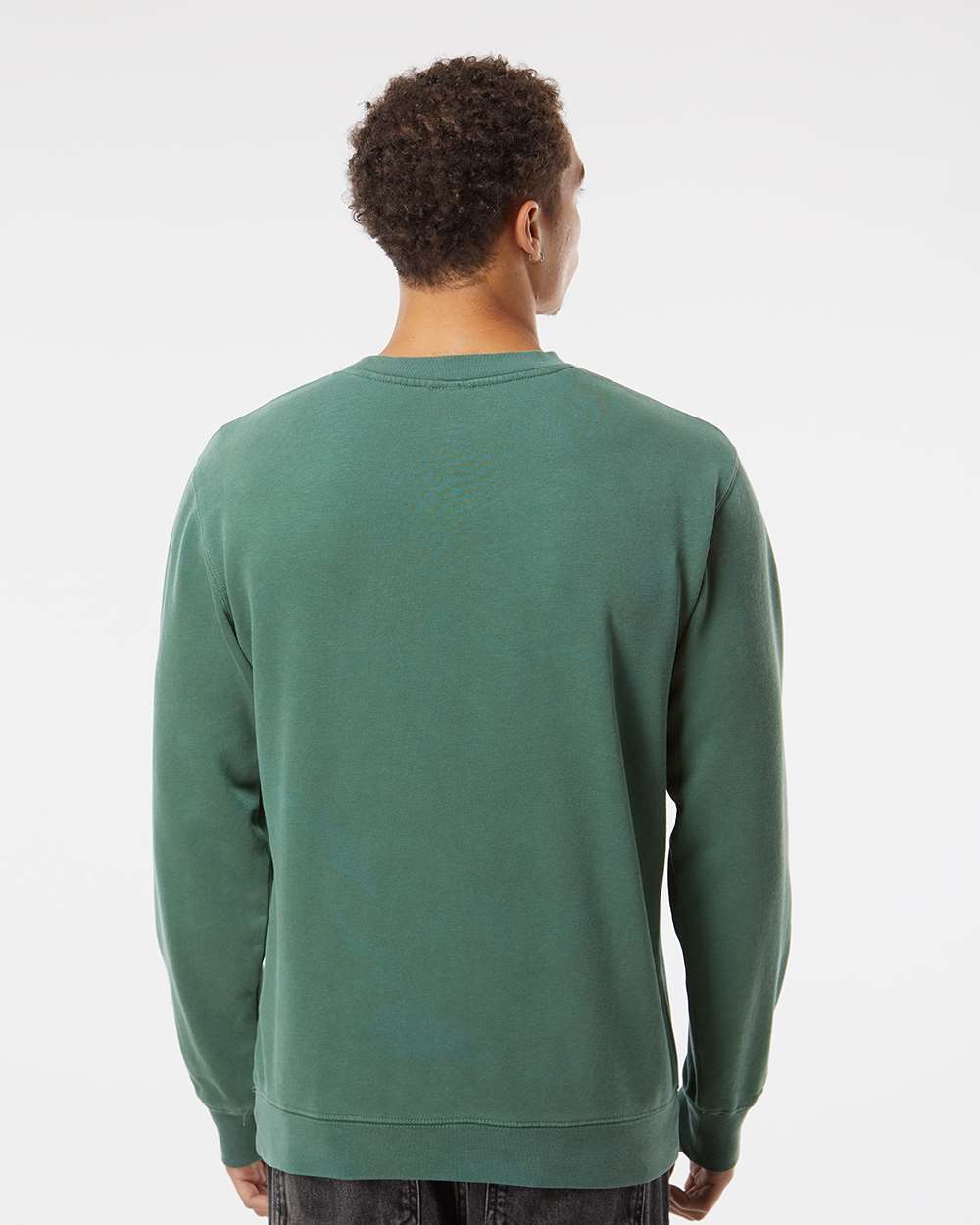 Unisex Midweight Pigment-Dyed Crewneck Sweatshirt - OnModelBack - B22376232 - Pigment Alpine Green