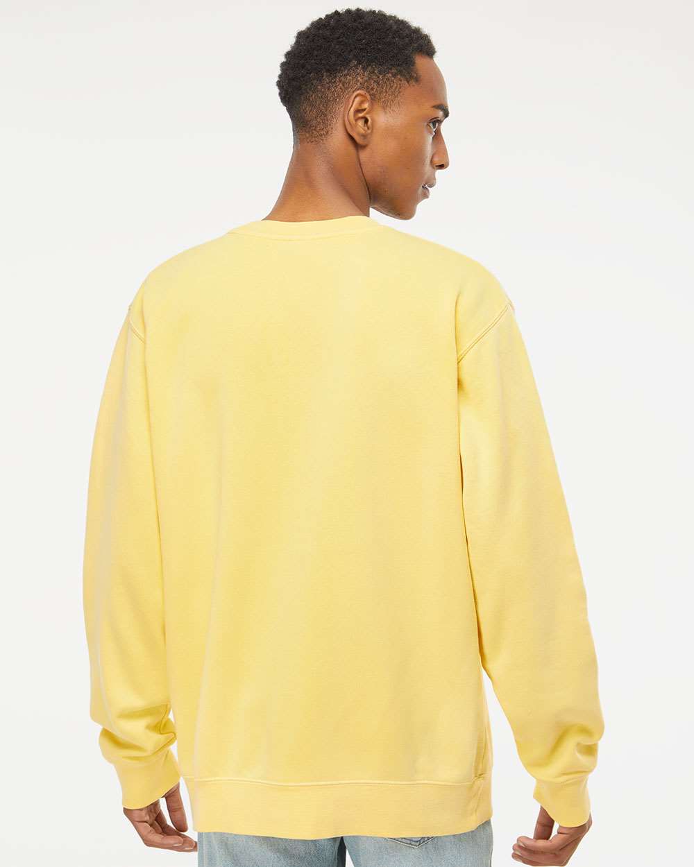 Unisex Midweight Pigment-Dyed Crewneck Sweatshirt - OnModelBack - B22376282 - Pigment Yellow