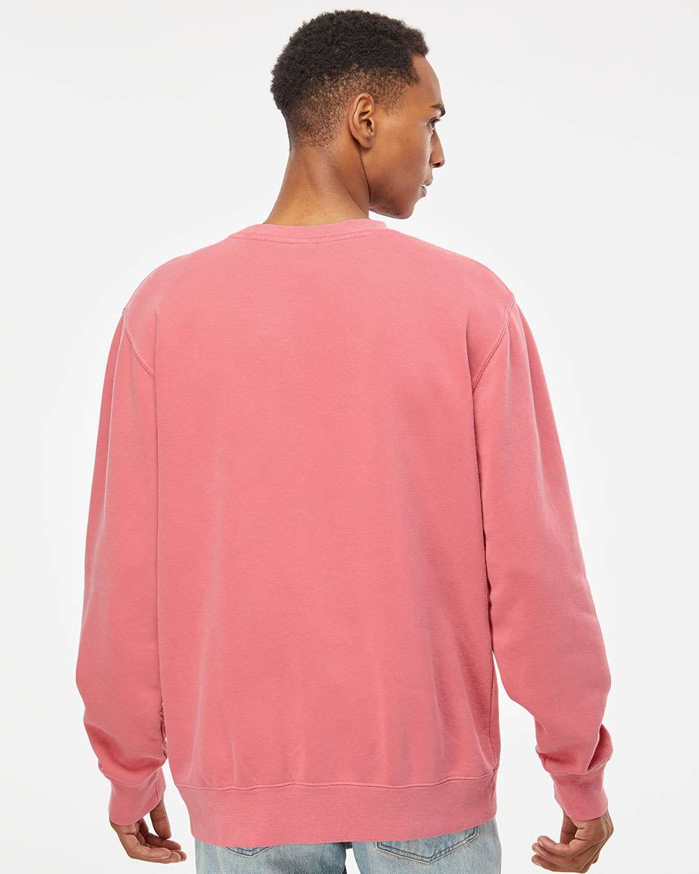 Unisex Midweight Pigment-Dyed Crewneck Sweatshirt - OnModelBack - B22376302 - Pigment Pink