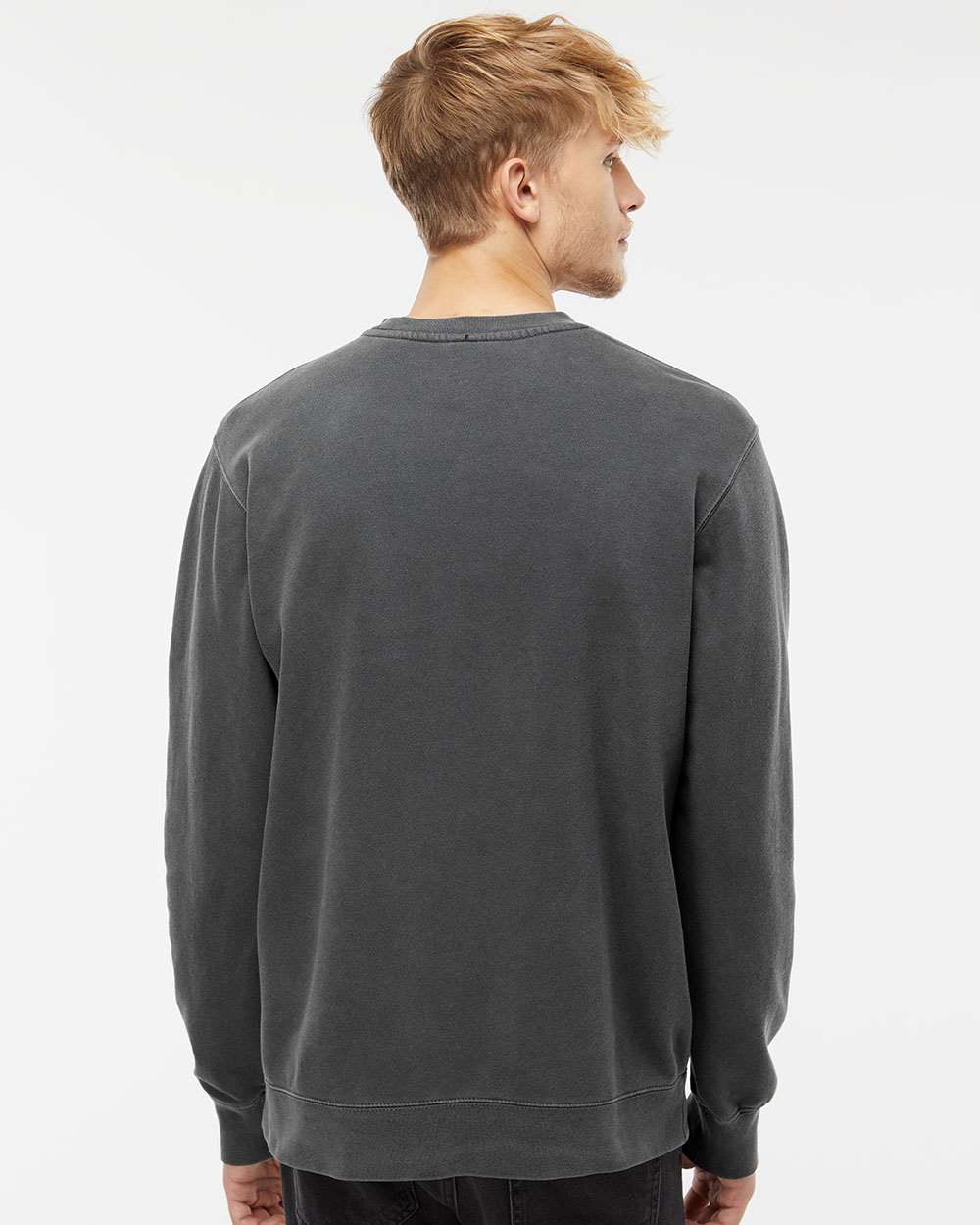 Unisex Midweight Pigment-Dyed Crewneck Sweatshirt - OnModelBack - B22376502 - Pigment Black