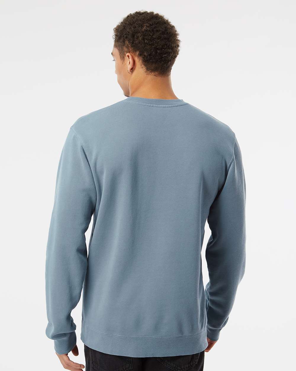 Unisex Midweight Pigment-Dyed Crewneck Sweatshirt - OnModelBack - B22376652 - Pigment Slate Blue