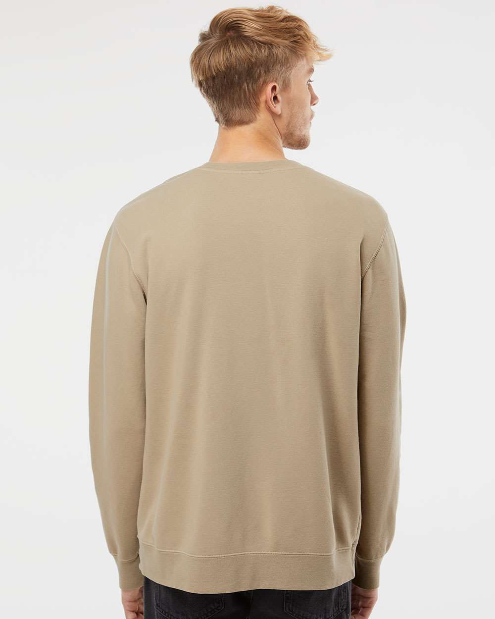 Unisex Midweight Pigment-Dyed Crewneck Sweatshirt - OnModelBack - B22376732 - Pigment Sandstone