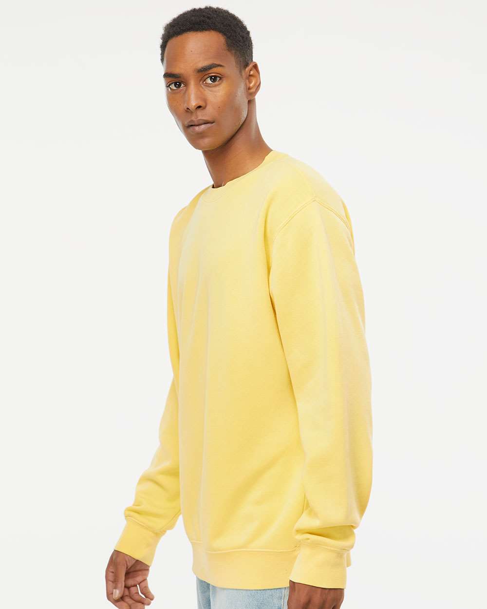 Unisex Midweight Pigment-Dyed Crewneck Sweatshirt - OnModelSide - B22376282 - Pigment Yellow