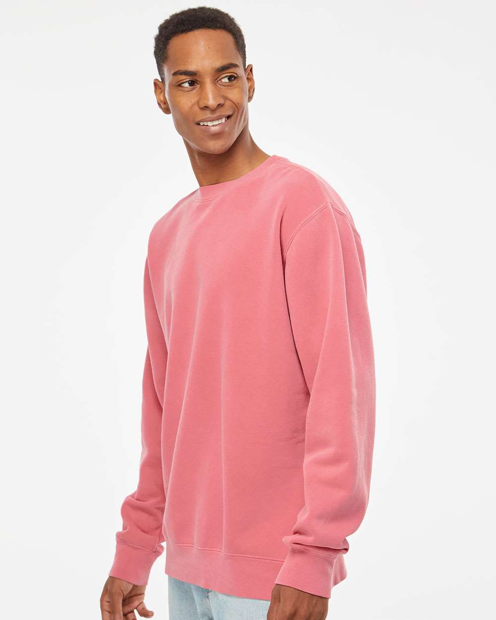 Unisex Midweight Pigment-Dyed Crewneck Sweatshirt - OnModelSide - B22376302 - Pigment Pink