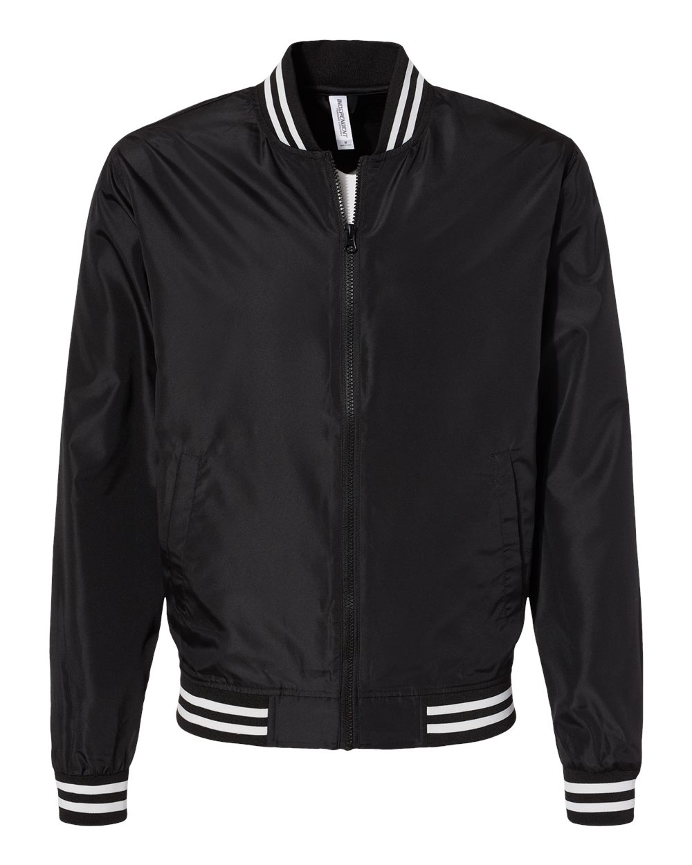 Unisex Lightweight Bomber Jacket - Front - B35076512 - Black/ White Stripe