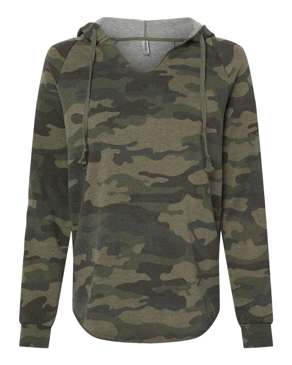 Women’s Lightweight California Wave Wash Hooded Sweatshirt - Front - B26776982 - Forest Camo Heather