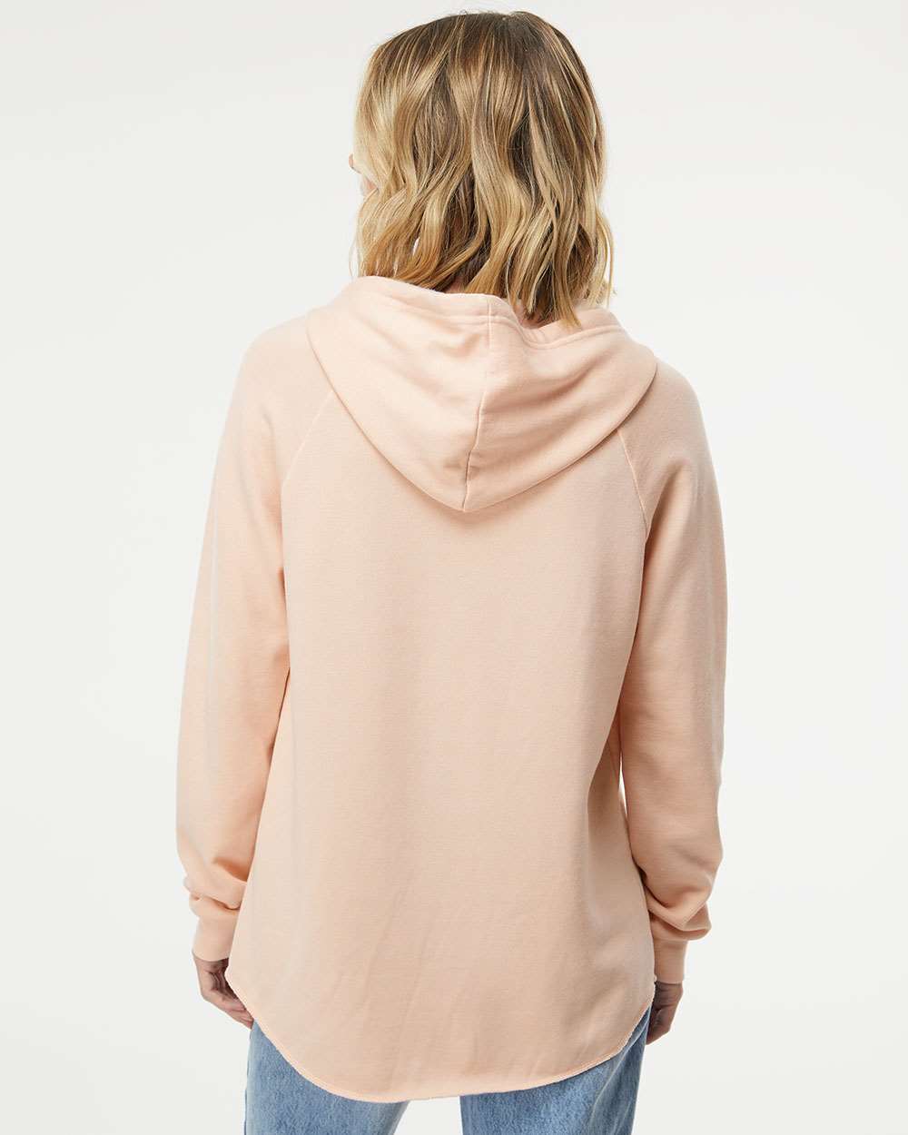 Women’s Lightweight California Wave Wash Hooded Sweatshirt - OnModelBack - B26776302 - Blush