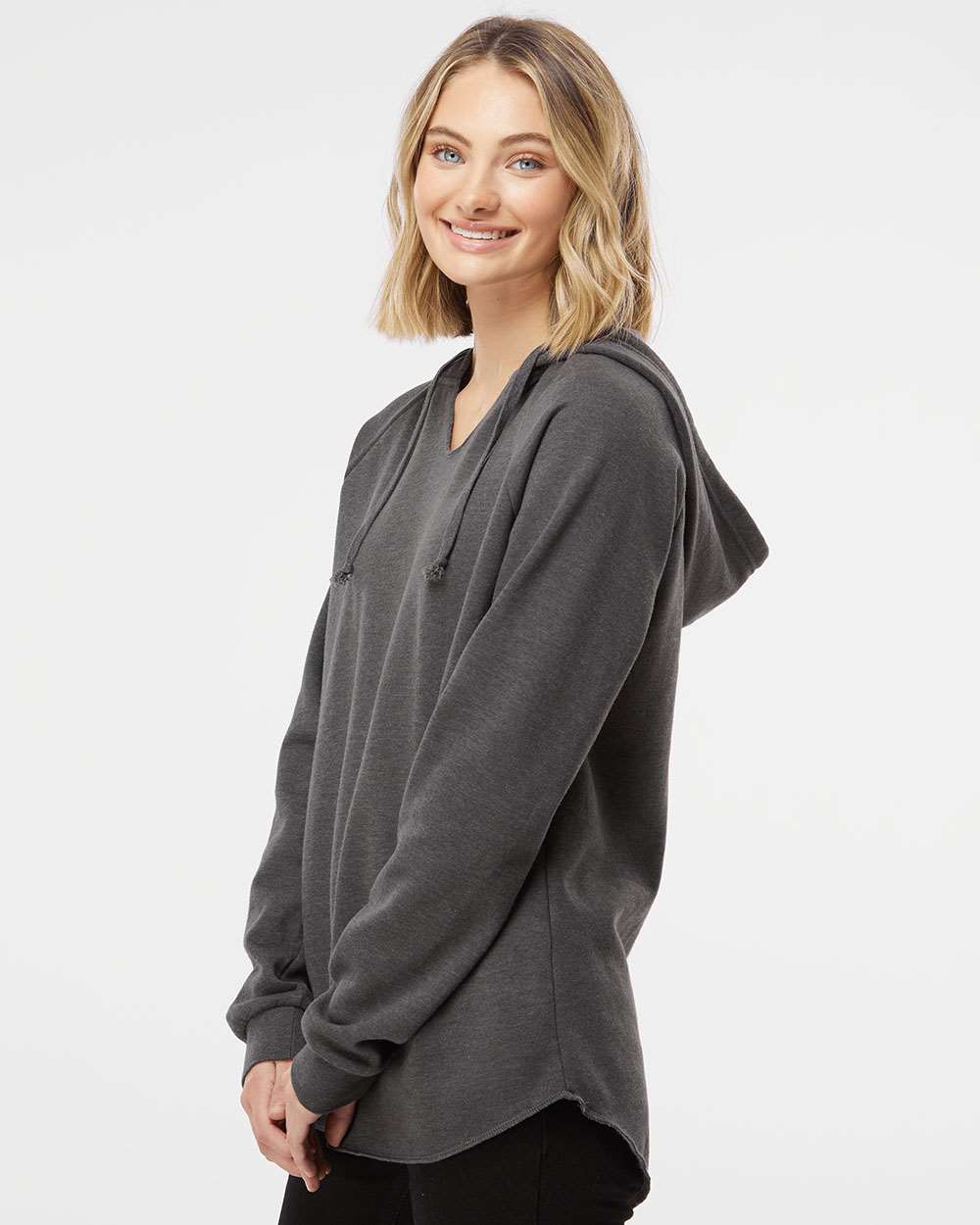 Women’s Lightweight California Wave Wash Hooded Sweatshirt - OnModelSide - B26776582 - Shadow