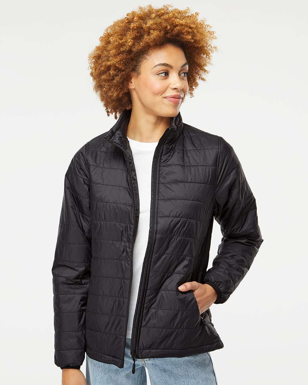 Women's Puffer Jacket - OnModelFront - B12076502 - Black