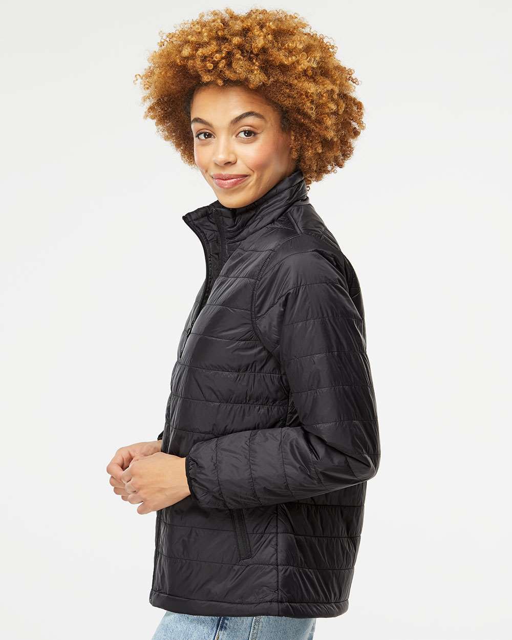 Women's Puffer Jacket - OnModelSide - B12076502 - Black