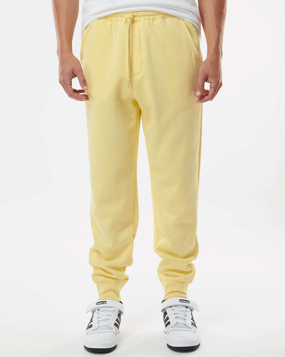 Men's Midweight Fleece Sweatpants - OnModelFront - B01776122 - Light Yellow
