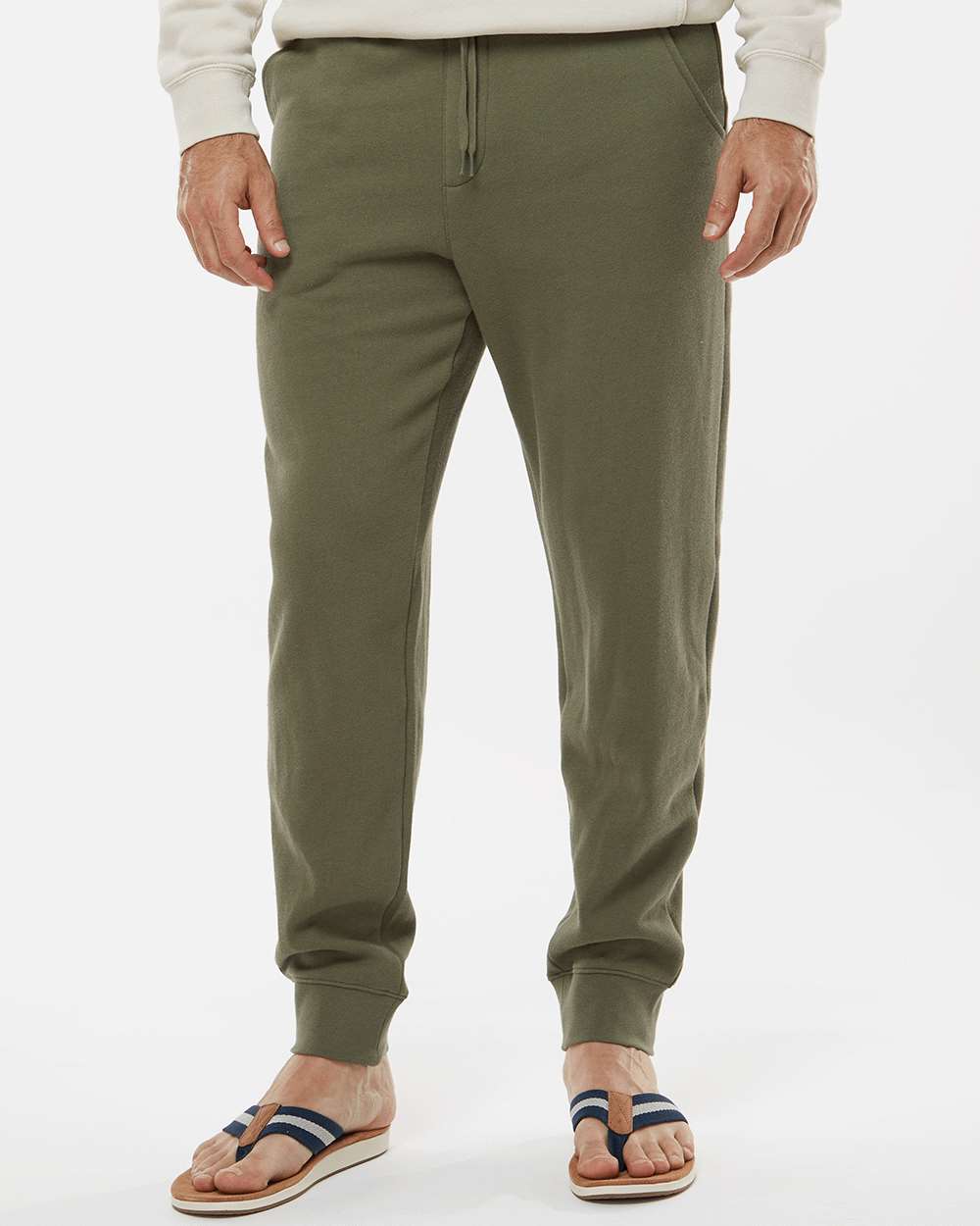 Men's Midweight Fleece Sweatpants - OnModelFront - B01776542 - Army