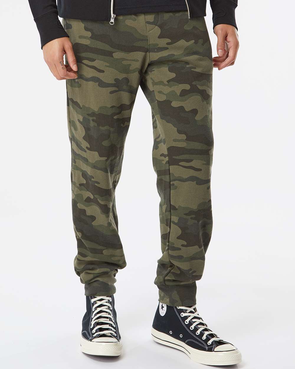 Men's Midweight Fleece Sweatpants - OnModelFront - B01776622 - Forest Camo