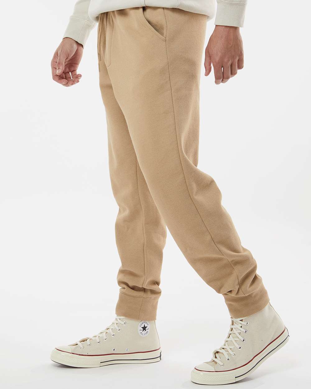 Men's Midweight Fleece Sweatpants - OnModelSide - B01776232 - Sandstone